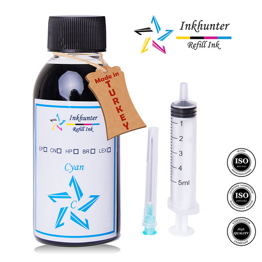 inkhunter 1x100ml ink Refill Set Compatible for Brother BT5000C Cyan DCP-T300, DCP-T500W, DCP-T700W, MFC-T800W Printers