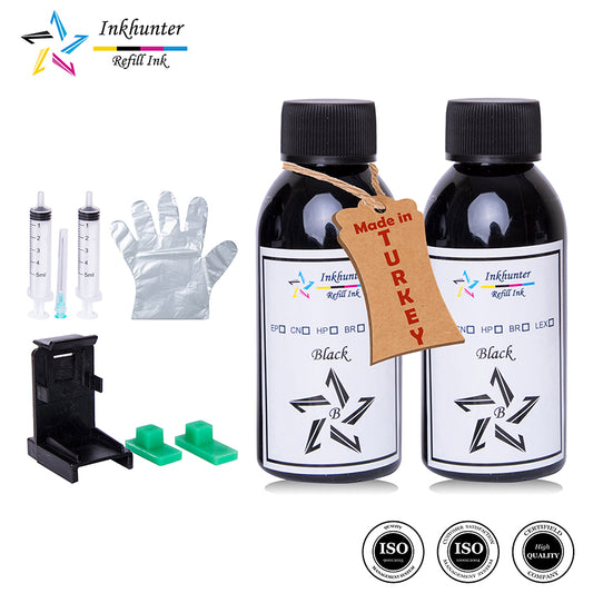 inkhunter 2x100ml ink Refill Kit Compatible for Canon PG-37, PG-40, PG-50 Black Cartridges