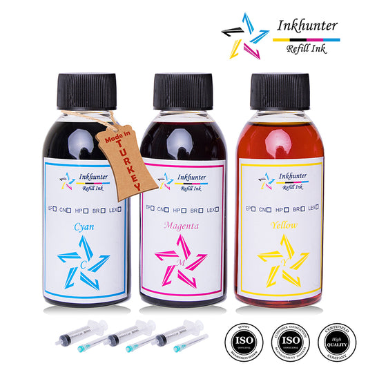 inkhunter 3x100ml Ink Refill Set Compatible for  HP 971, HP 971 XL Colour (CMY) Cartridges