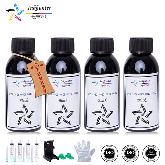 inkhunter 4x100ml ink Refill Kit Compatible for Canon PG-37, PG-40, PG-50 Black Cartridges