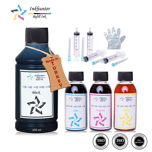 inkhunter 550ml ink Refill Set Compatible for Epson 26, 26XL Black and Colour (CMY) Cartridges