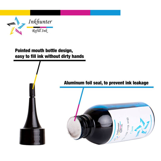 inkhunter 1x100ml Ink Refill Set Compatible for HP 351, HP 351XL  Colour Cartridges, Cyan