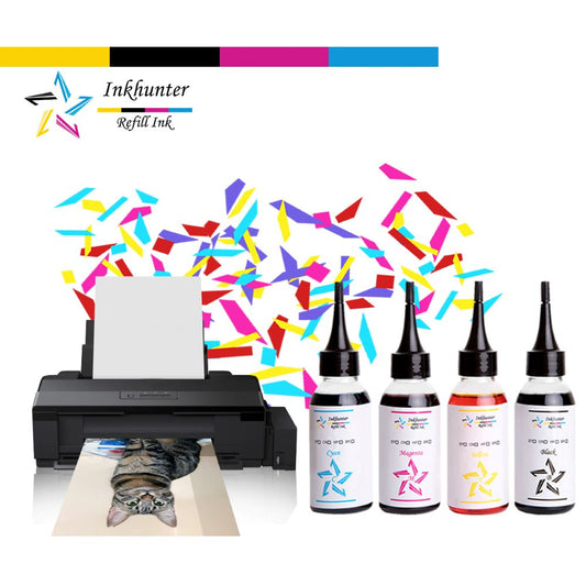 inkhunter 4x100ml ink Refill Set Compatible for Epson T0715, T0711, T0712, T0713, T0714 Black and Colour (CMY) Cartridges