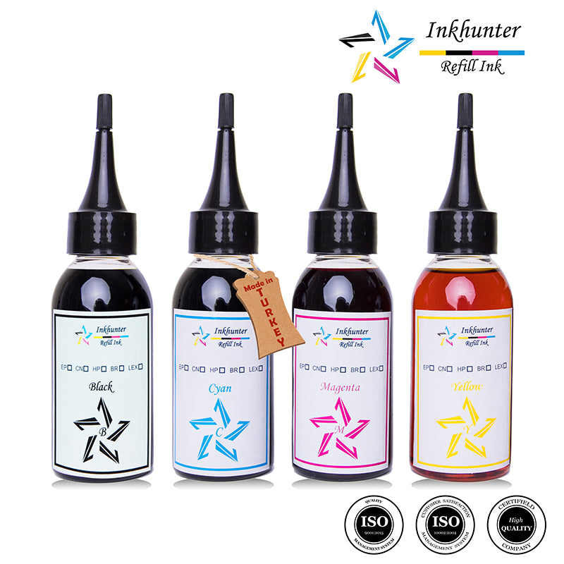 inkhunter 4x100ml Refill Ink Compatible for HP 302, HP 302XL Black and