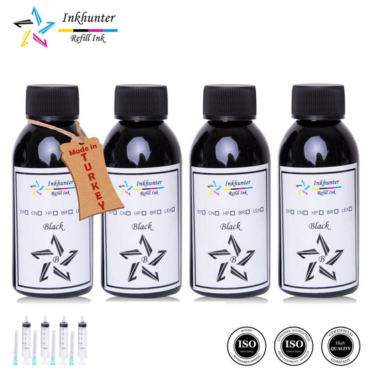 inkhunter 4x100ml ink Refill Set Compatible for Brother BT6000 Black DCP-T300, DCP-T500W, DCP-T700W, MFC-T800W Printers