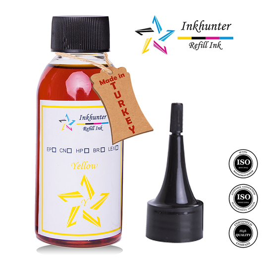 inkhunter 1x100ml Refill Ink Compatible for HP 62, HP 62XL  Colour Cartridges, Yellow